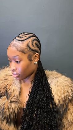 Boho Stitch Braids With Design, 8 Feed Ins, Alice Keys Braids, Alesha Keys Braids, Cute Braid Styles For Black Women, Cute Braids For Black Women, Braids Trending, Alicia Keys Braids, Black Hair Video