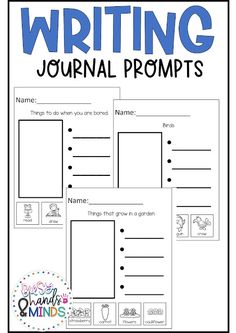 the writing journal for kids is shown in blue and white with text that reads,'writing