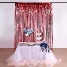 Metallic Foil Fringe Curtain - Doorway and Party Backdrop Curtain | eFavorMart Curtain Doorway, Foil Fringe Curtain, Party Photo Booth Backdrop, Sequin Curtains, Curtains Pictures, Foil Curtain, Airplane Theme, Crystal Wedding Dress, Baby Shower Photo Booth