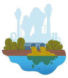 Dirty water stems from the pipe polluting the river. Discharge of liquid chemical waste. Factory in the background. The danger for the environment. Flat vector illustration for infographics. Advertisement Illustration, Chemical Waste, Liquid Waste, Flat Vector Illustration, Flat Vector, Water Pipes, The River