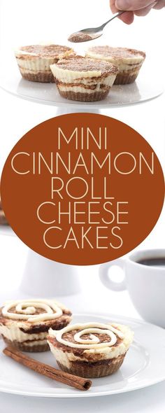 mini cinnamon roll cheese cakes on a plate