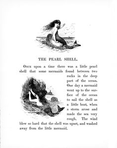 an old book with illustrations of mermaids and bears in the water, one sitting on a rock