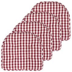 three red and white checkered oven mitts