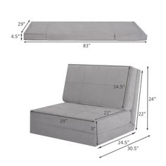 an image of a couch with measurements for the seat and back end, including height