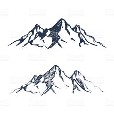 two mountain tops with snow on the top and one in the foreground royalty - art illustration