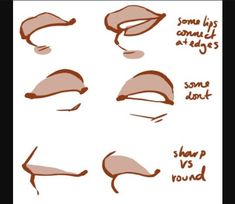 how to draw lips with different angles and shapes for each lip shape, from nose to mouth