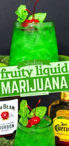 Liquid Marijuana, Summer cocktail recipe/ alcoholic drink Sweet And Fruity Alcoholic Drinks, Best Liquor Drinks, Colored Drinks Alcohol, Drinks You Cant Taste Alcohol, Green Color Alcohol Drinks, Mixed Party Drinks Alcohol, Hunch Punch Recipe Easy, Green Colored Alcoholic Drinks, Mixed Fruit Alcoholic Drinks