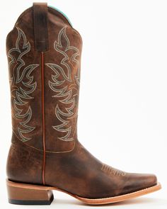 Smooth leather. 12" upper shaft. Square toe. Single-stitched welt. Stitching pattern on shaft. 3mm EVA insole. Western heel. Cowboy Boots For Women Square Toe, Square Toed Boots Women, Squared Toe Boots For Women, Womens Square Toes Boots, Western Wishlist, Boots Aesthetic, Womens Cowgirl Boots, Boots Square Toe, Funny Horse