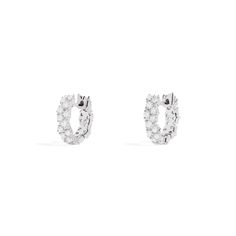 APM Monaco Pavé Huggie Earrings in Silver Apm Monaco, Huggie Earrings, Huggies Earrings, Level Up, Monaco, Cubic Zirconia, Sterling Silver, Silver, White