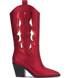 Jessica Simpson Ginika Rhinestone Cut-Out Western Boots | Dillard's Glamorous Leather Boots With Rhinestones, Dillard's, Jessica Simpson, Western Boots, Clothing Accessories, Heel Height, Cut Out, Heels, Boots