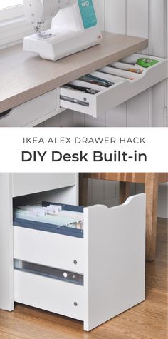 the ikea alex drawer hack diy desk built - in is great for sewing