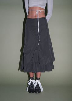 The Prima, a layered and cinched ruffle skirt with asymmetric pleated details and an invisible side zipper closure. Angel Reese, Ruffle Skirt, Vintage Children, Sale House, Side Zipper, Ring Earrings, Accessories Hats, Hairstyles, Angel