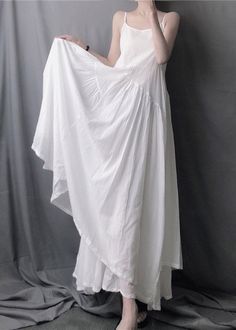 Elegant White Asymmetrical Layered Wrinkled Spaghetti Strap Long Dress SleevelessFabric: Cotton BlendedSize & Fit: Fit: This garment fits true to size.Length: Size S measures 44.85"from shoulder to hemBust: Great for any cup size. Waist: Loose Fit. Comfortable room throughout midsection.Hip: Loose Fit - room for hips. Hand Wash Cold. Spaghetti Strap Long Dress, Long Dress Sleeveless, Comfortable Room, Fantasy Fashion, Cup Size, Dress Sleeveless, One Shoulder Wedding Dress, Long Dress, Spaghetti Strap