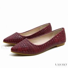 Lasaky - Stylish Square Flat Shoes with Pointed Toe and Breathable Slip-On Design Casual Pointed Toe Flats In Synthetic, Synthetic Closed Toe Flats For Fall, Fall Closed Toe Synthetic Flats, Fall Synthetic Closed Toe Flats, Shoe Sole, Flats Patterns, Breathable Shoes, Leather Riding Boots, Grid Pattern