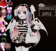 a collage of dolls with different outfits and hair