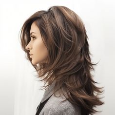 Wispy Feathered Layers Feathery Bob, Long Bangs And Layers, Feather Layer Haircut, Feathered Haircut, Easy Homecoming Hairstyles, Feathered Layers, Feather Cut, Feathered Hair, Brown Hair Looks