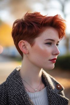 Cute Outfits For Pixie Haircut, Short Pixie Haircuts Straight Hair, Feminine Pixie Cut, Short Fade Haircut, Shot Hair, Feminine Pixie, Short Red Hair, Hair Pixie, Styles Ideas