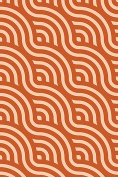 an orange and white pattern with wavy lines in the center, as if it was made out of paper