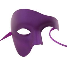 Our Phantom of the opera mask is inspired by one of the greatest shows of all time - The Phantom of the Opera, also known as Phantom. Our Phantom mask is the perfect choice for those making a phantom of the opera masquerade. Feel free to browse additional colors and styles including musical designs. We can supply these masks in bulk for your event. Purple Halloween Mask And Prosthetics, Purple Halloween Masquerade Masks And Prosthetics, Purple Mask For Costume Party, Purple Masks And Prosthetics For Halloween Masquerade, Mardi Gras Theater Mask, Phantom Of The Opera Masquerade, Phantom Of The Opera Mask, Phantom Mask, Luxury Mask