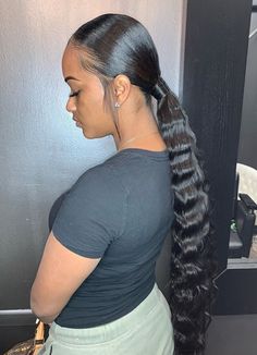 Pretty Buns, Ponytail Hairdo, Hairstyles Elegant, Low Ponytail Hairstyles, Slick Ponytail, Slicked Back Ponytail, Weave Ponytail Hairstyles, Sleek Ponytail Hairstyles, Weave Ponytail