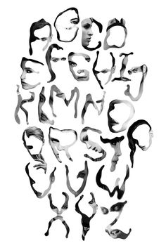 an abstract black and white image of many faces with different shapes in the shape of people's heads