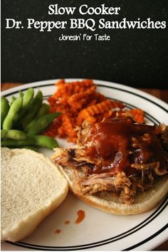 slow cooker dr pepper bbq sandwiches on a plate