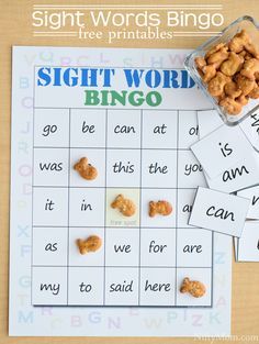 sight words bingo game with free printables for kids to practice their sight words