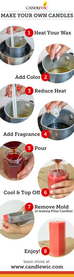 the steps to make homemade candles for home decor with instructions on how to use them