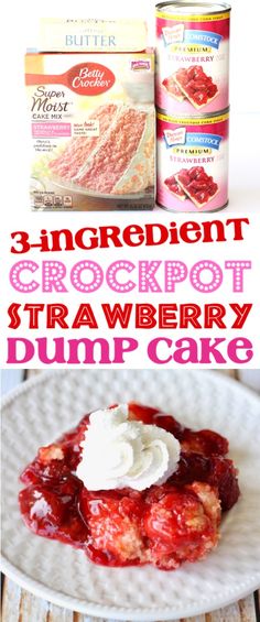 an image of crockpot strawberry dump cake