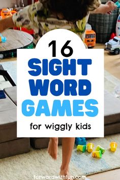 child jumping on sight words to demonstrate sight word games! Best Way To Learn Sight Words, Sight Word Class Games, Sight Word Practice Activities, Sight Word Building Activities, How To Make Sight Words Fun, Learning Games Kindergarten, Kindergarten Learning Games At Home, High Frequency Words Games, Activities For Sight Words Kindergarten