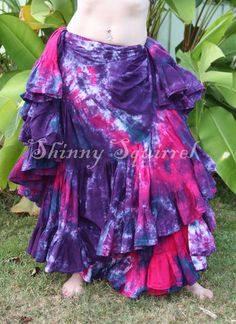 Tie dyed 25 yard skirt shades of purple with by shinnysquirrel, $90.00 Chi Chi's, Belly Dance Skirt, Coconut Dream, Dance Style, Belly Dance Outfit, Prop Making, Pink Purple Blue, Tie Dye Cotton, Dance Skirt