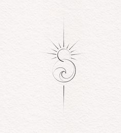 the number three is drawn in black ink on white paper with a sun behind it