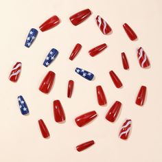 Amazon.com: Mkwntg 4th of July Press on Nails Medium Square Fake Nails Patriotic Star Stripes Glue on Nails Glossy Independence Day False Nails Ballerina Solid Color Red Blue Stick on nails for Women Girls 24Pcs : Beauty & Personal Care Nails Patriotic, Nails Medium Square, Nails Ballerina, Country Nails, Ballet Nails, Nails Glossy, Fashion Accessories Illustration, Press On Nails Medium, Nails Medium