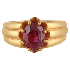 High Clear Natural Mozambique Ruby Ring in 22k Gold. Apart of our carefully curated collection & One of kind, this ring proudly displays a 3.27 carat high clear natural Mozambique ruby crowning a 22k Gold. The ruby's prongs hold the stone tightly but allow it to be seen in its entirety. A true embodiment of exceptional craftsmanship and refined taste, this remarkable ring embodies the harmonious union of natural beauty and timeless elegance. With its striking presence and unparalleled allure, it Mozambique Ruby, Rubin Ring, Ruby Ring, Belleza Natural, 22k Gold, Mozambique, Bridal Rings, Solitaire Ring, Jewelry Inspiration