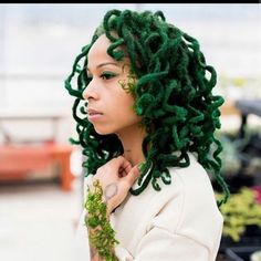 Loc Ideas, Hair Movement, Natural Dreads, Natural Hair Movement, Dyed Hair Inspiration, Jungle Green