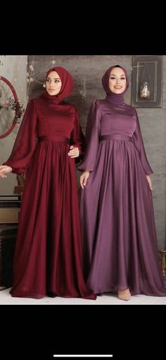 Exclusive modest gown crafted in premium Satin Nida for quality & durability.I Grey Hijab, Red Hijab, Chloe Dress, Muslim Fashion Dress, Satin Gown, Long Puff Sleeves, Beautiful Gowns, Muslim Fashion, Hijab Fashion