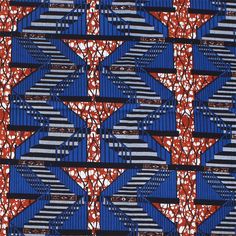 a blue and red fabric with an abstract design