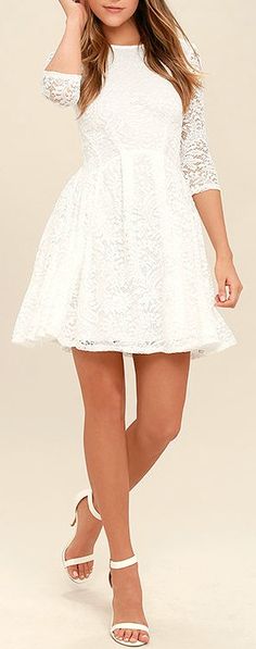 #lovelulus It's A New Day, Confirmation Dresses, White Lace Skater Dress, Skater Mini Dress, Bridesmaid Dresses Boho, Royal Wedding Dress, Blush Bridal, Traje Casual, Lace Skater Dress