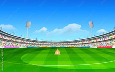 an illustration of a baseball stadium with the sky in the background