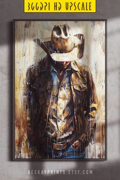 a painting of a man wearing a cowboy hat