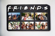 a group of friends hanging on the side of a wall with their pictures in it