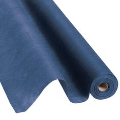 a roll of blue fabric on a white background