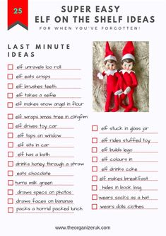 a printable elf on the shelf list for kids to help them learn how to use it