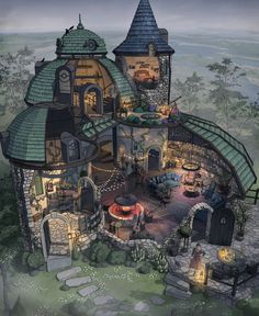 this is an artist's rendering of a fairy tale house in the middle of nowhere