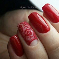 February Nails, Her Nails, Red Nail Polish, Rose Nails, Trendy Nail Art, Uñas Acrilicas, Luxury Nails, Valentine's Day Nails