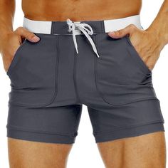 Season:Spring  Summer; Fabric:Polyester; Gender:Men's; Style:Boho,Hawaiian; Occasion:Holiday,Going out; Fit Type:Regular Fit; Function:Quick Dry,Breathable,Soft,Comfort; Waistline:Mid Waist; Pattern:Plain; Design:Pocket; Pants Type:Shorts,Swim Trunks,Swim Shorts,Swimwear; Front page:FF; Listing Date:03/30/2023; Hips:; Length:; Waist: Gray Beach Bottoms With Built-in Shorts, Fitted Swim Trunks With Pockets For Vacation, Fitted Swim Trunks With Pockets For Beach, Gray Beach Shorts For Summer, Gray Shorts For Beach, Gray Summer Shorts For Vacation, Gray Summer Vacation Shorts, Gray Beach Shorts, Stretch Gray Shorts For Beach