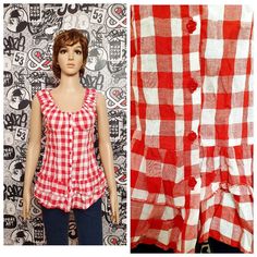 "Red Gingham Shirt Gingham Dirndl Blouse Gingham Blouse dirndl top Button Up Shirt check shirt check Blouse Vintage cotton shirt S Please refer to photos for details of condition. Condition: very good vintage 100% cotton Measurements : Length: 61 cm/ 24\" Bust: 96 cm/37.8\" Waist:76 cm/30\" Tag Size: UK-6 EU-34 S note The color on the pictures may vary due to monitor settings and light reflections. Ready to ship Please do not hesitate to contact with me for any questions. Thank you for shopping Red Gingham Shirt, Check Blouse, Gingham Blouse, Dirndl Blouse, Checked Blouse, Gingham Shirt, Red Gingham, Check Shirt, Blouse Vintage