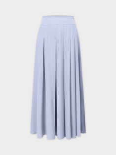 Expertly crafted with a stunning pleated design, the Yolk Pleated Skirt in Grey Blue offers 37 inches of sophisticated style. Elevate your wardrobe with this essential piece that effortlessly combines fashion and function. Classic Skirted Bottoms With Pleated Waist, Elegant A-line Maxi Skirt With Pleated Hem, Elegant Solid Color Maxi Skirt For Daywear, Solid Flowy Skirt For Workwear, Workwear Solid Color Flowy Skirt, Elegant Blue Pleated Skirt With Accordion Pleats, Elegant A-line Pleated Skirt For Daywear, Solid Color Midi Skirt With Accordion Pleats, Elegant Blue Pleated Skirt