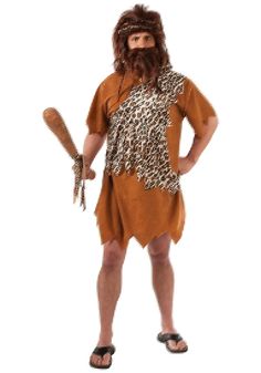 a man dressed in an animal print costume holding a baseball bat and wearing a wig