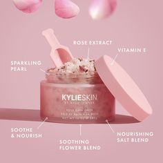 Beauty Commercial, Rose Bath Salts, Celebrity Skin Care, Great Makeup, Kylie Skin, Skincare Products Photography, Beauty Planet, Cosmetic Packaging Design, Rose Bath